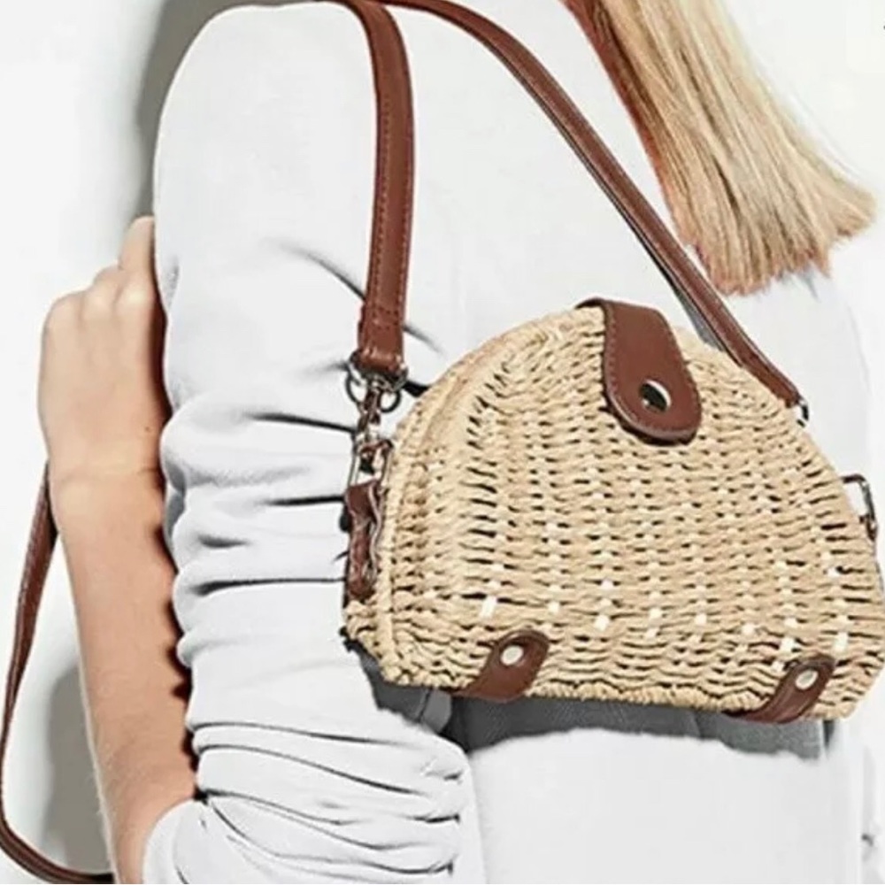 NWT WHBM Convertible Crossbody Clutch Straw Bag